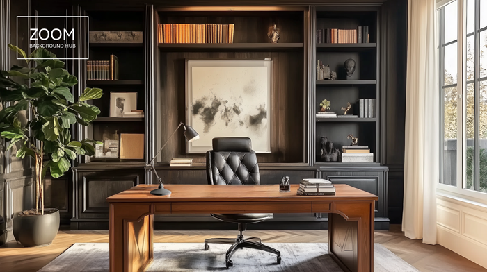 Dark Office Background for Zoom