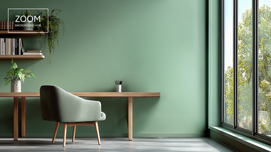 Green Office Zoom Background