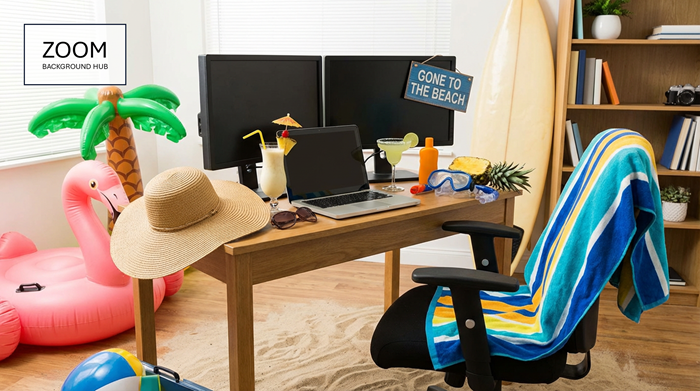 Funny Vacation Zoom Background - "Gone to the Beach"