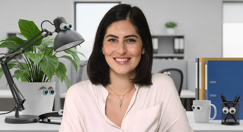 Funny Zoom Background: Office With Googly Eyes