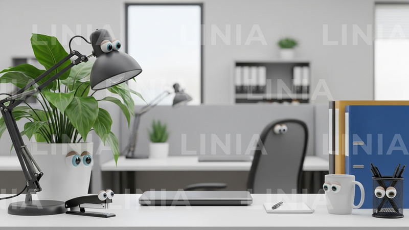 Funny Zoom Background: Office With Googly Eyes