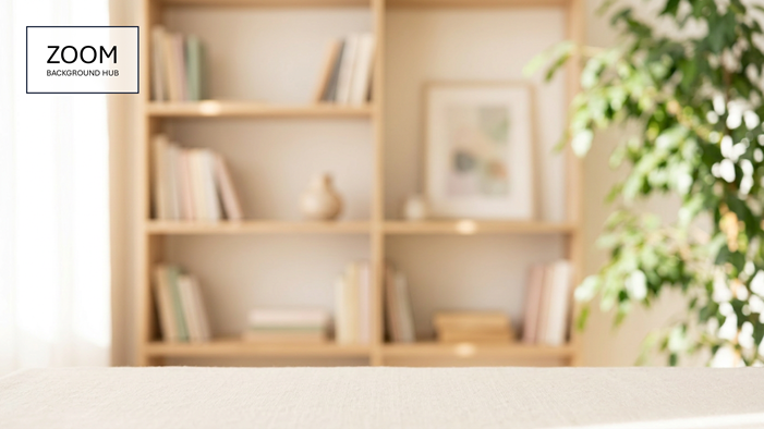 Office Zoom Background with Shelves