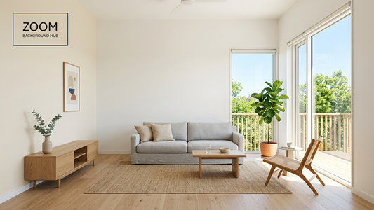 Minimalist Living Room Background - White walls, modern look, large window