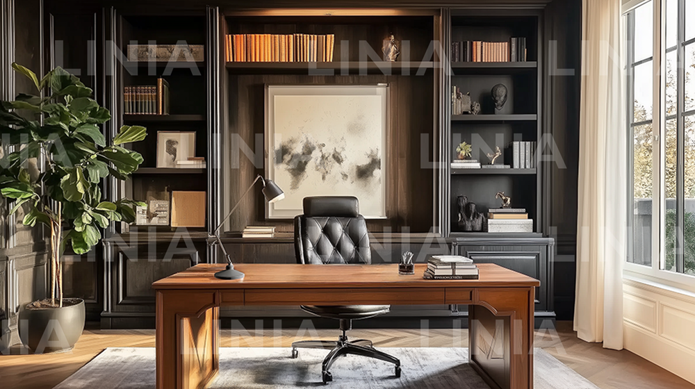 Dark Office Background for Zoom