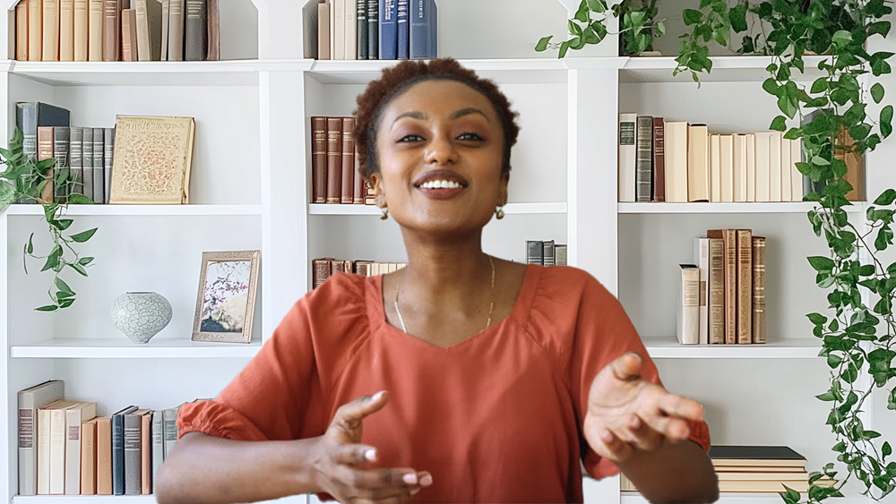 White Bookshelf Zoom Background