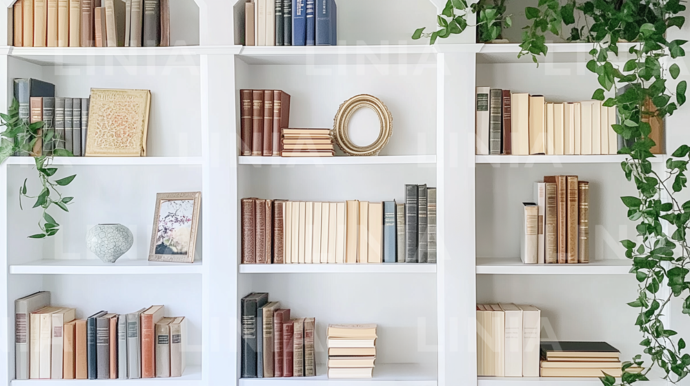 White Bookshelf Zoom Background