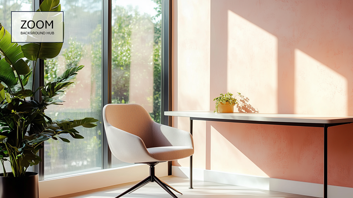 Zoom Pink Office Background