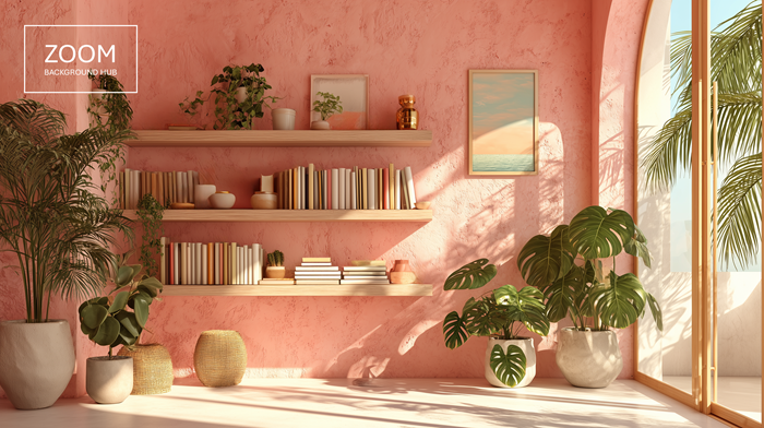 Pink Beach House Background For Zoom