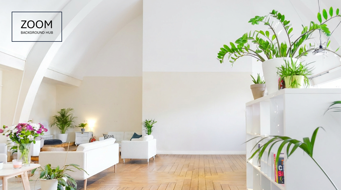 White Zoom Background With Plants