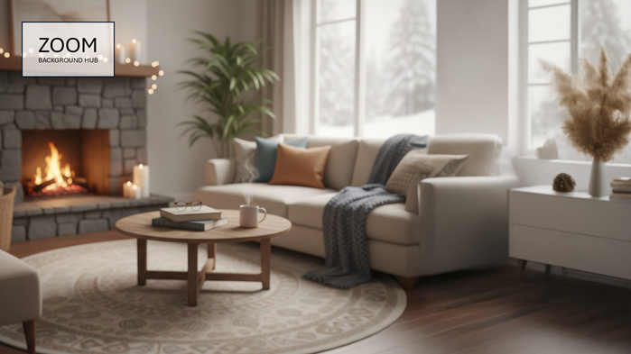 Winter Living Room Zoom Background