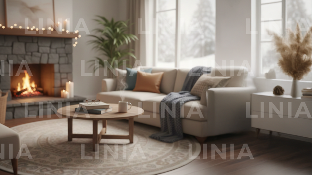 Winter Living Room Zoom Background