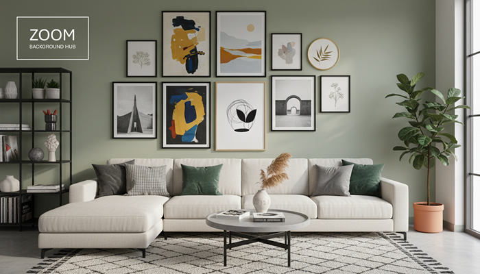 Living Room Teams Background - with Sofa and Art