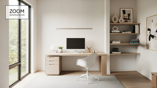 Neutral Zoom Background - Beige Modern Office