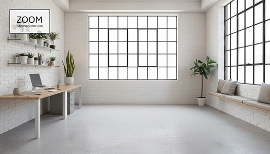 White Minimal Office Zoom Background