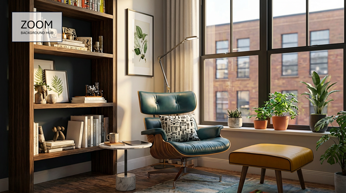 Mid-Century Modern Office Zoom Background