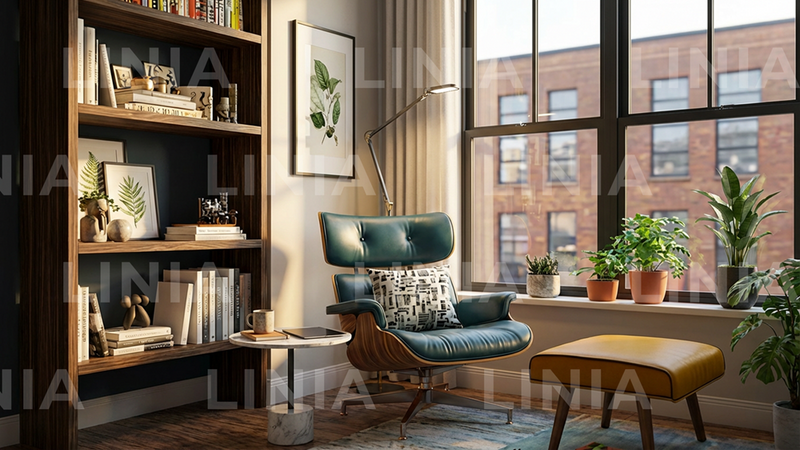 Mid Century Modern Office Zoom Background