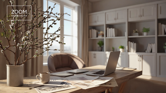 Relaxed Office Zoom Background - Shelves and Decor