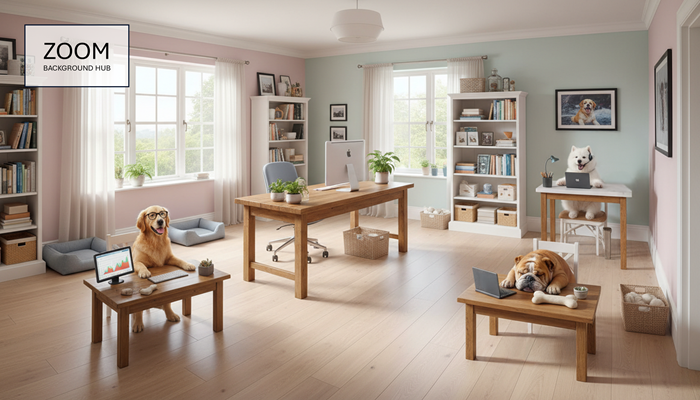 Home Office With Pets Background