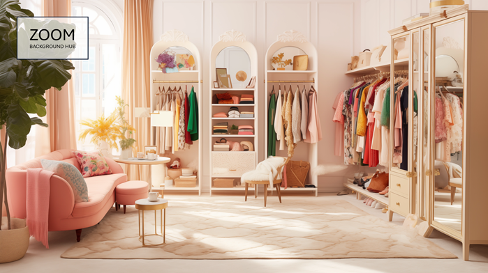 Zoom Background: Pink Bedroom Closet