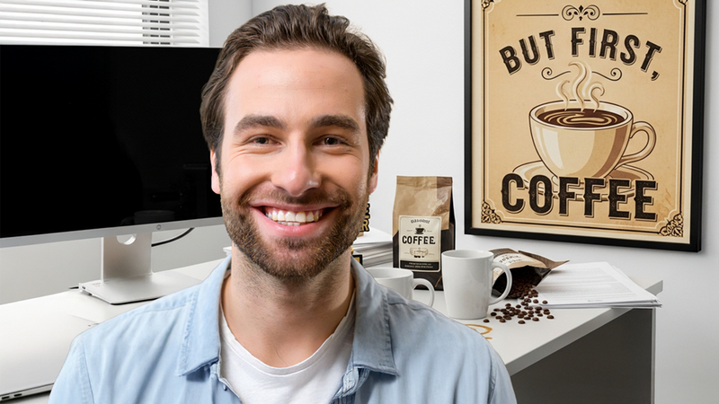 Zoom Background: Office Coffee Addict