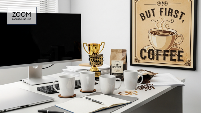Zoom Background: Office Coffee Addict