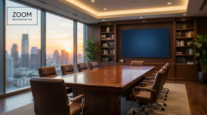 Boardroom Zoom Background - Beautiful Wood Table