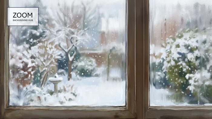 Winter Window Background - With Snow-Covered Trees in the Background