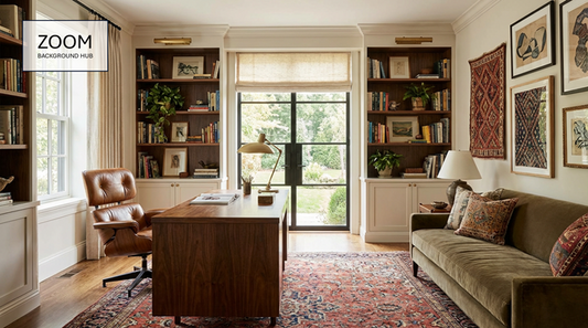 Luxurious Office Background - Solid Wood Desk, Leather Chair, Gorgeous Decor