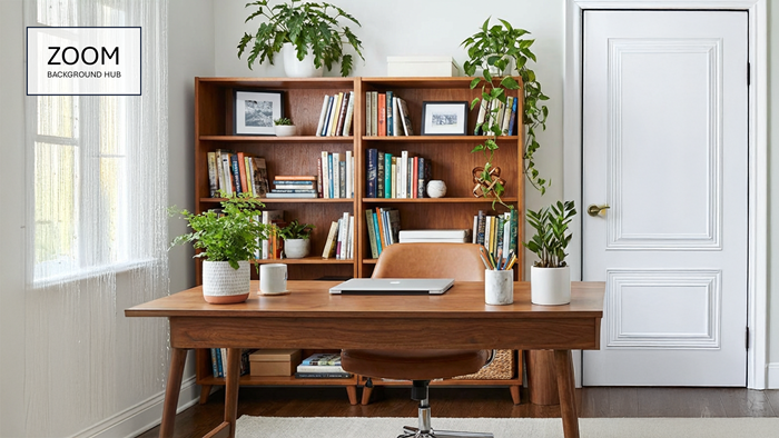Home Office with Shelves Background