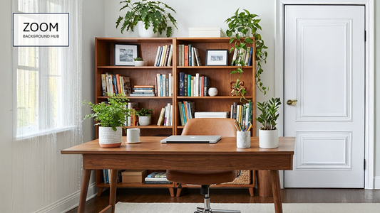 Home Office with Shelves Background