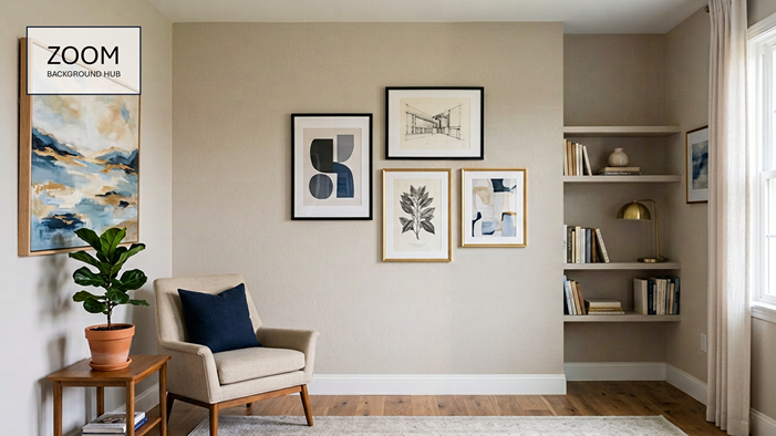 Living Room With Paintings | Virtual Background
