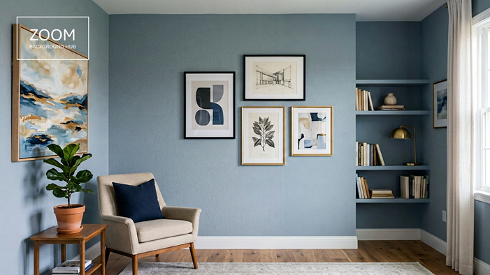 Blue Living Room Zoom Background